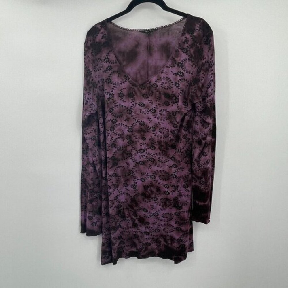 Yak and Yeti Womens Top Medium Casual V Neck Boho Tunic Made in Nepal Purple